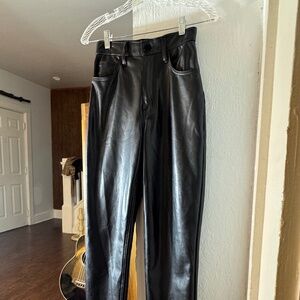 Abercrombie Faux Leather High Waist Straight Leg Pants